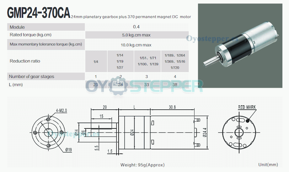 Pack de 2 Motores Eléctrico DC con Caja Planetaria 6 V / 12 V 5 kg·cm 8–1300 RPM