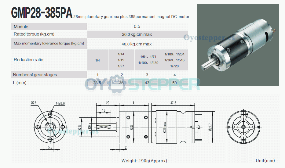 Pack de 2 Motores Eléctrico DC con Reductor 12 V / 24 V Imán Permanente 20 kg·cm