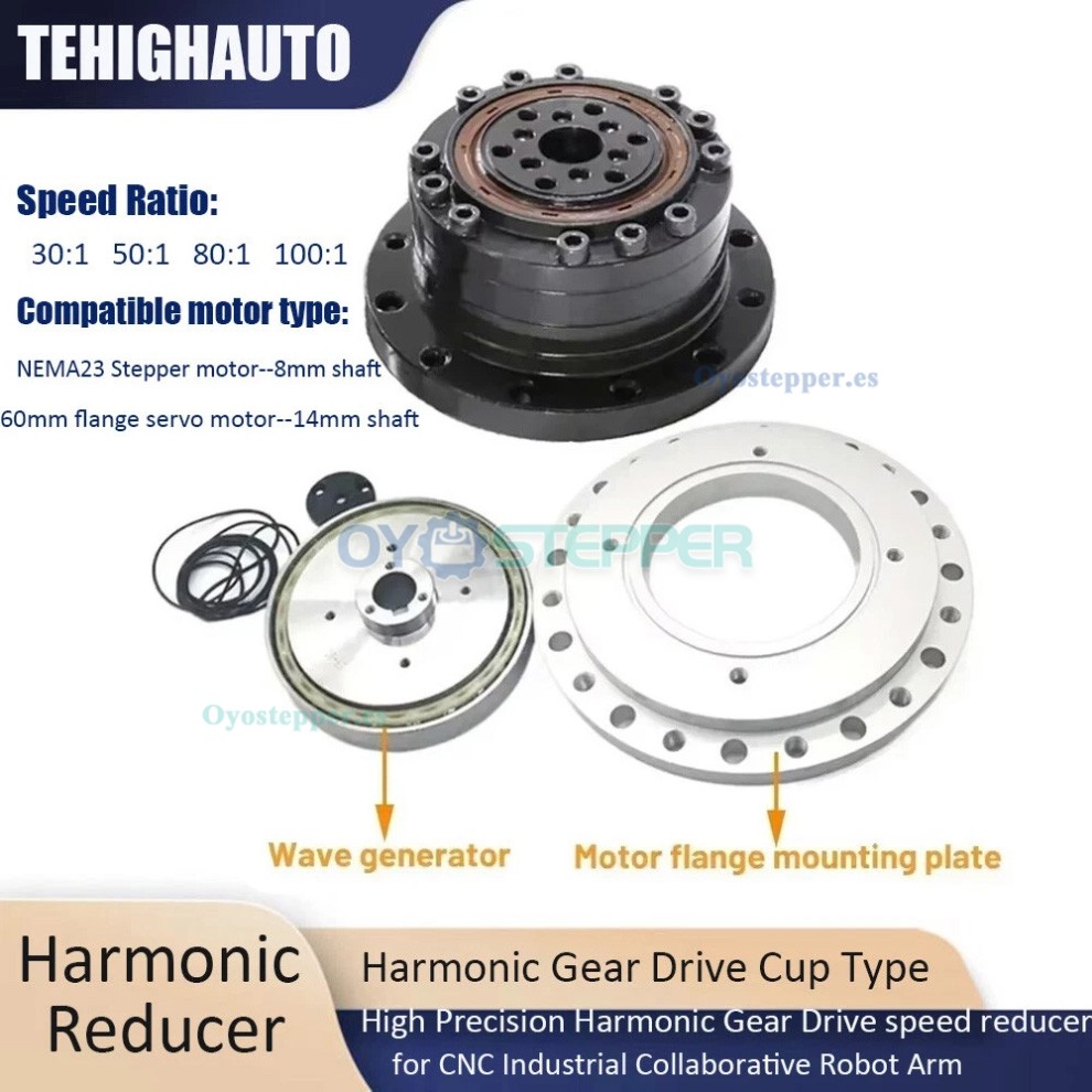 Caja de Cambios Arm&oacute;nica Serie ZXS20 Tipo Copa Relaci&oacute;n 30:1-100:1 para Motor Paso a Paso/Servo