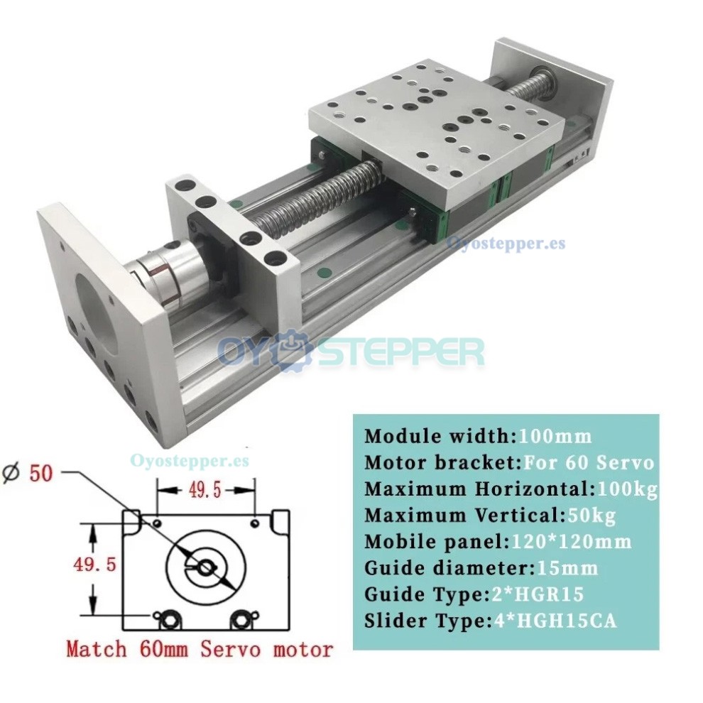 Etapa Lineal de Carga Pesada con Husillo a Bolas, 70-100kg HGR15, Mesa CNC para Ejes X Y Z
