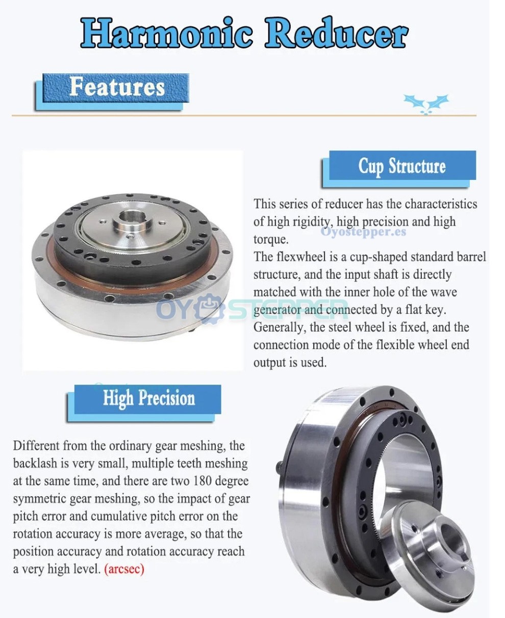 Reductor de engranajes arm&oacute;nicos serie ZXF 31:1 a 160:1 para motor paso a paso/servomotor, brazo rob&oacute;tico CNC
