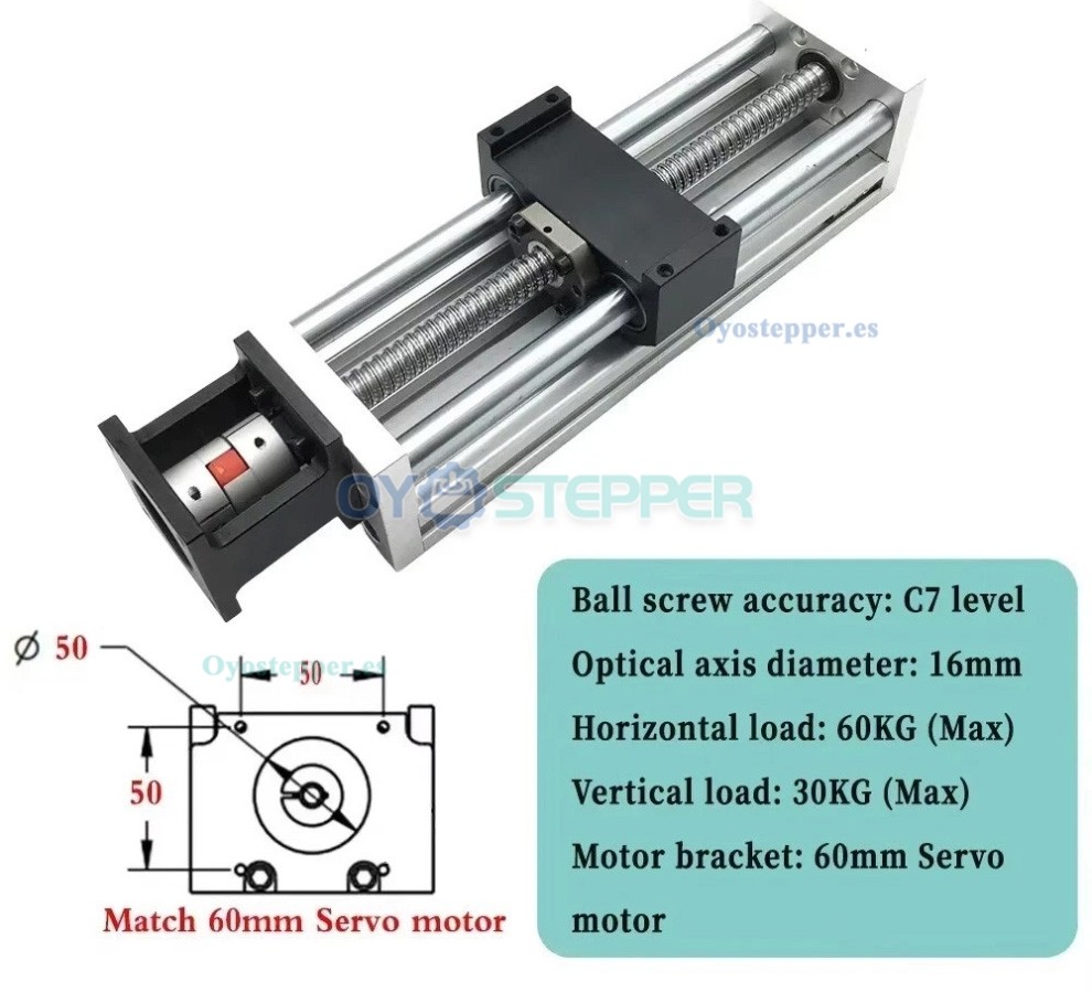 Mesa Deslizante CNC Gu&iacute;a de Movimiento Lineal Compatible con Motor Paso a Paso NEMA23 / Servomotor 60mm