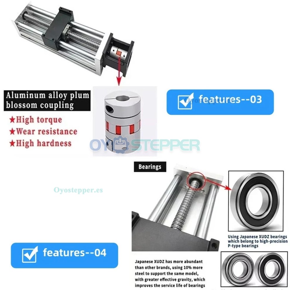 Mesa Deslizante CNC Gu&iacute;a de Movimiento Lineal Compatible con Motor Paso a Paso NEMA23 / Servomotor 60mm