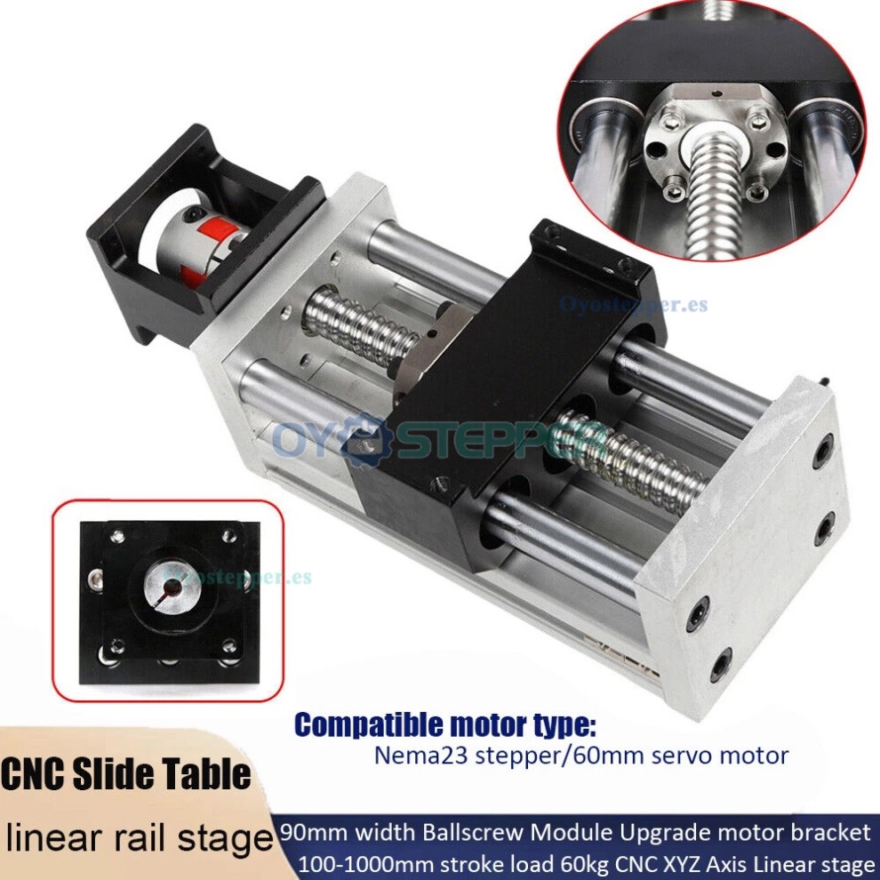 Mesa Deslizante CNC Gu&iacute;a de Movimiento Lineal Compatible con Motor Paso a Paso NEMA23 / Servomotor 60mm
