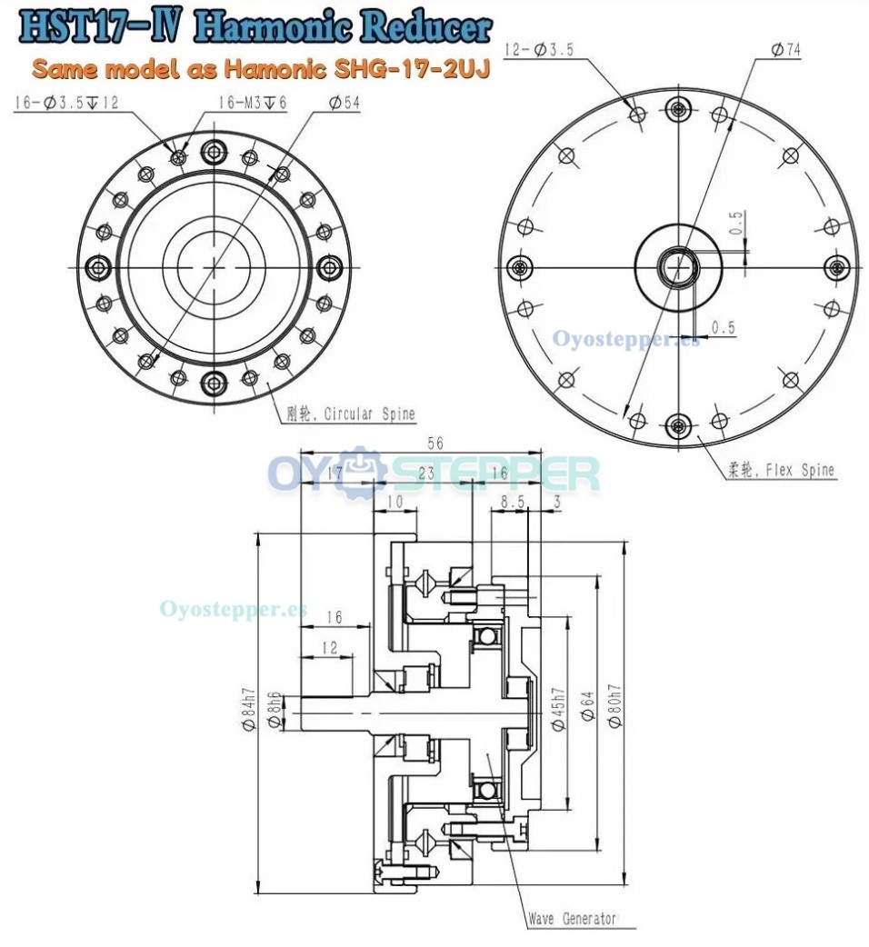 Reductor Arm&oacute;nico Serie HST Relaci&oacute;n 50:1-160:1 20 seg-arc para Brazo Robot Industrial