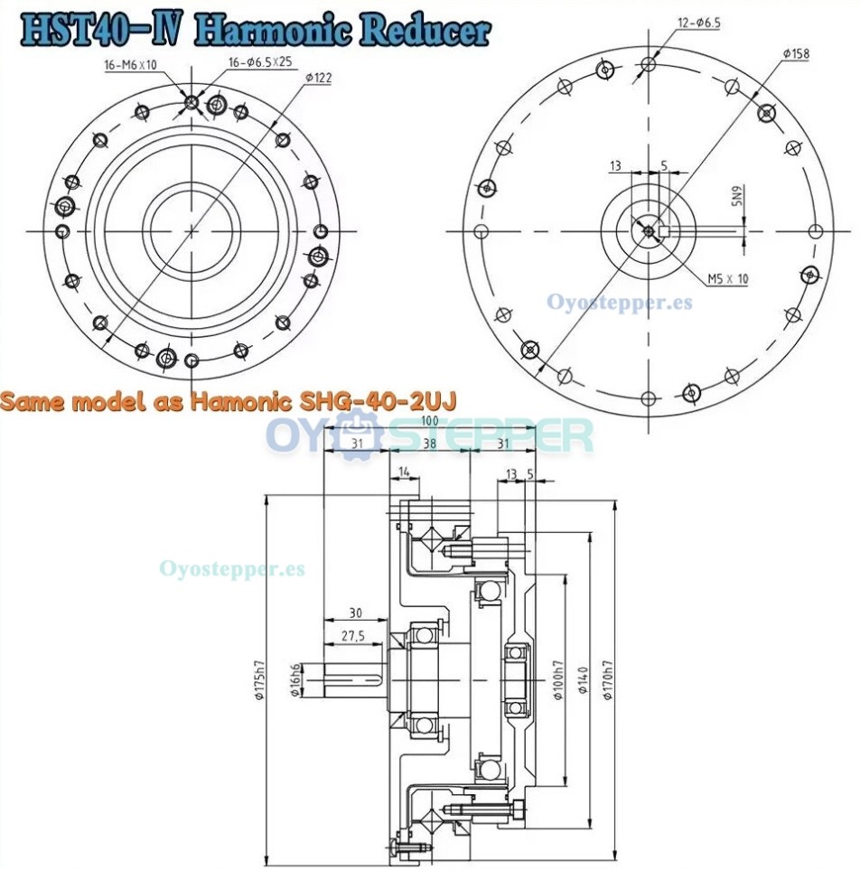 Reductor Arm&oacute;nico Serie HST Relaci&oacute;n 50:1-160:1 20 seg-arc para Brazo Robot Industrial