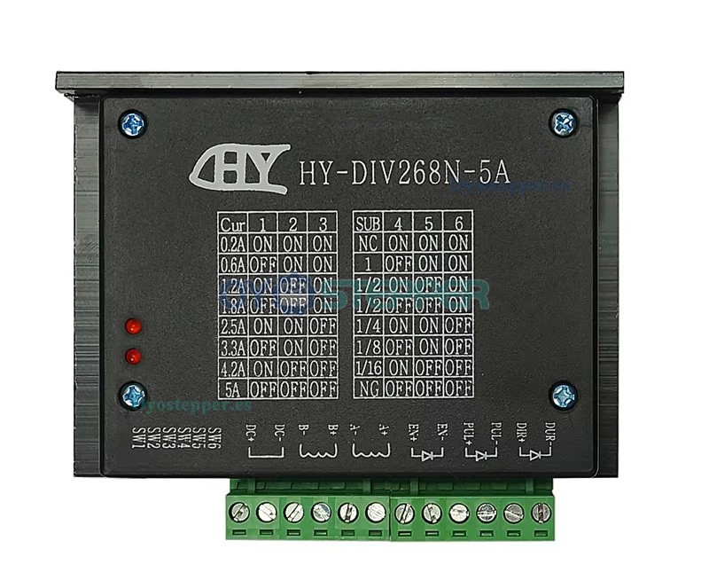 Controlador de motor paso a paso h&iacute;brido bif&aacute;sico HY-DIV268N-5A de 12-48V y 0,2-5A