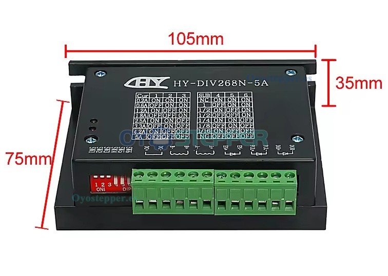 Controlador de motor paso a paso h&iacute;brido bif&aacute;sico HY-DIV268N-5A de 12-48V y 0,2-5A