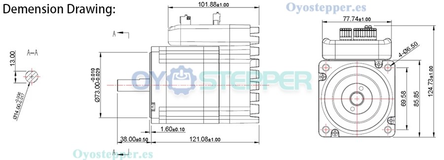 JMC Motor Paso a Paso Integrado en Bucle Cerrado NEMA 34 1.8° 4.5 N·m 6 A 60 V 2 Fases 86×86 mm