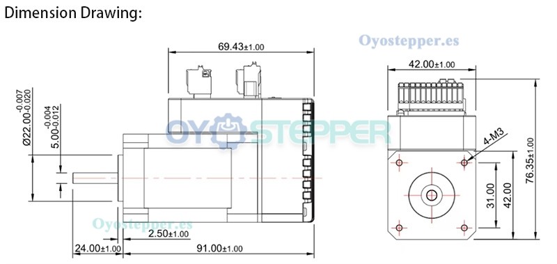 JMC Servomotor AC Integrado Nema 17 52 W 24 V 12.5 N·cm 52000 RPM 42×42 mm