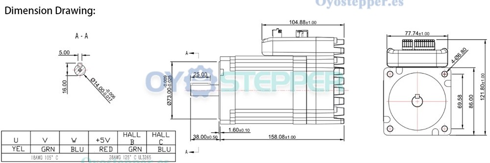 JMC Servomotor AC Integrado Nema 34 440 W 48 V 1.4 N·m 3000 RPM para CNC Fresadora/Torno