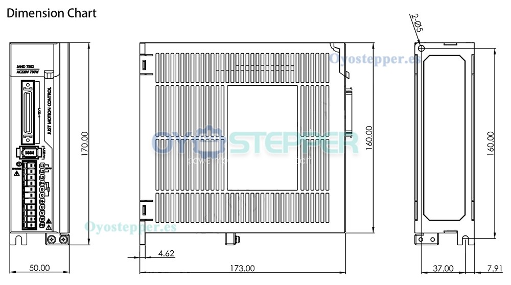 JAND750220B Driver de Servomotor 750 W 180–240 V Monofásico con Resistencia de Freno Integrada