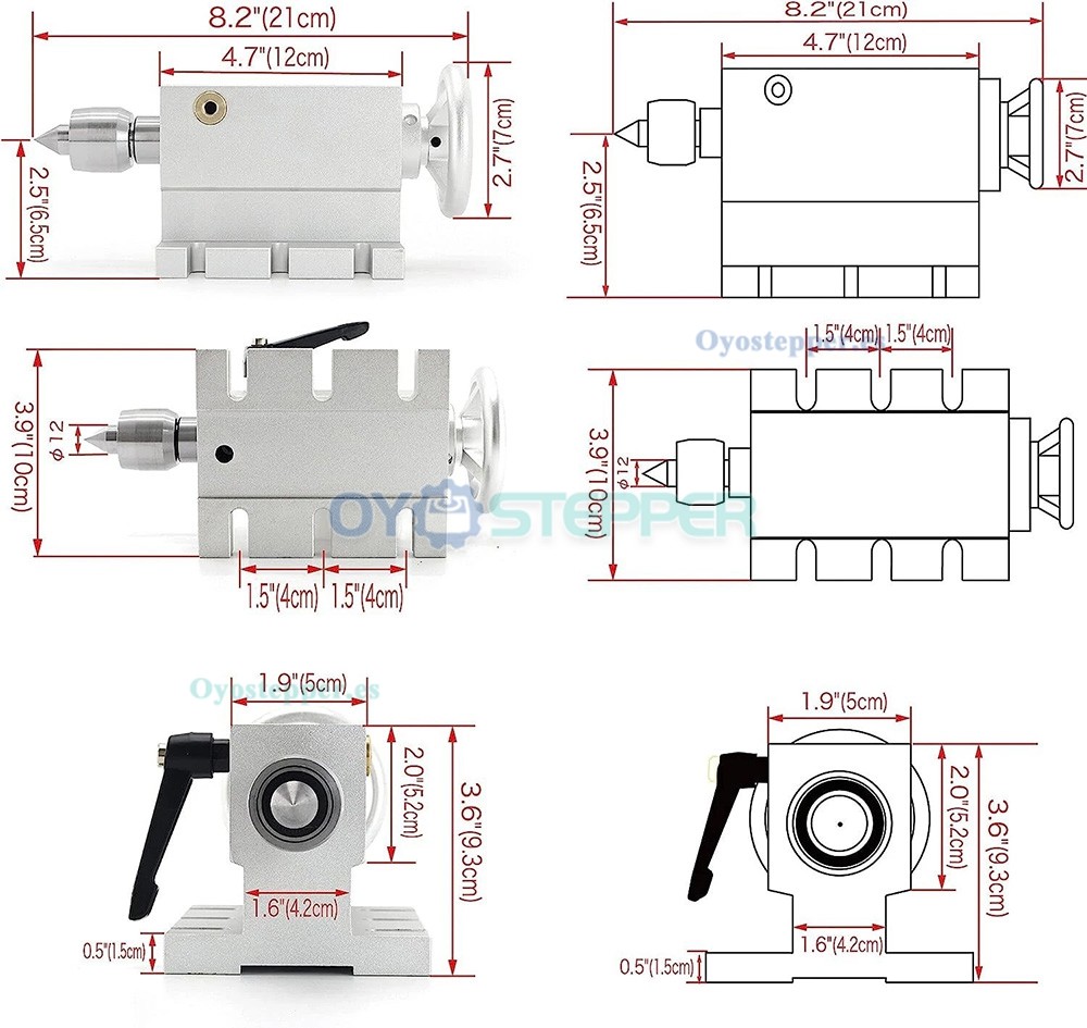 Cabezal divisor de cuarto eje CNC con plato de 80mm o K11 de 100mm y driver DM556S