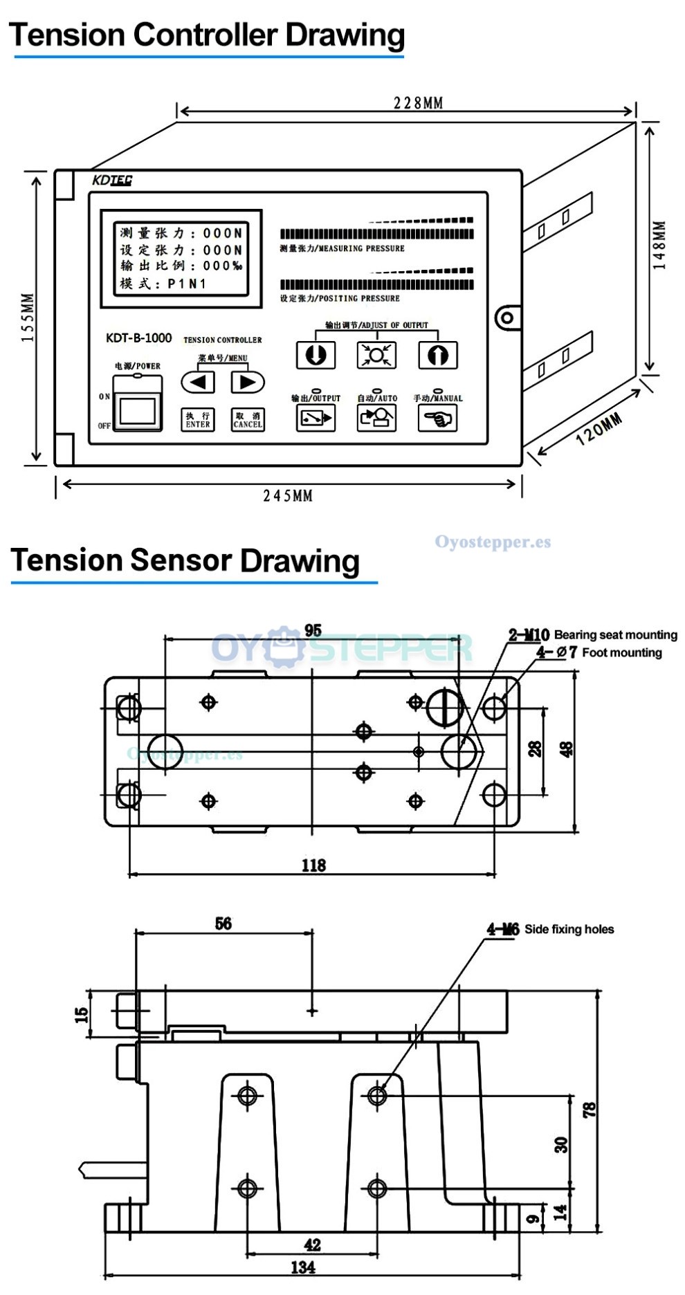 KDT-B-1000 Controlador Digital de Tensión Constante Automático para Freno / Embrague Magnético de Partículas KDT-B-1000 Controlador Digital de Tensión Constante Automático para Freno / Embrague Magnético de Partículas