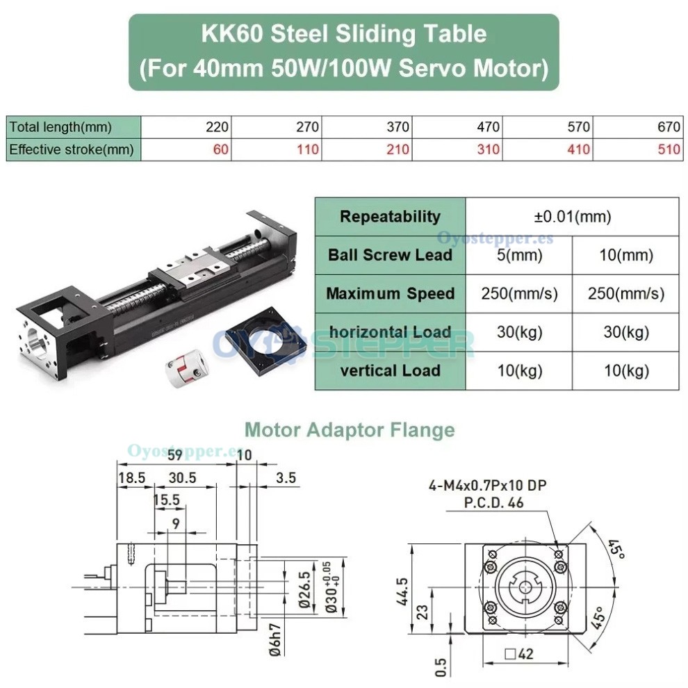 Módulo de Deslizamiento Lineal con Guía de Movimiento para Mesa Deslizante CNC, Compatible con Motores Paso a Paso Nema23/34 y Servomotores 40mm Módulo de Deslizamiento Lineal con Guía de Movimiento para Mesa Deslizante CNC, Compatible con Motores Paso a Paso Nema23/34 y Servomotores 40mm