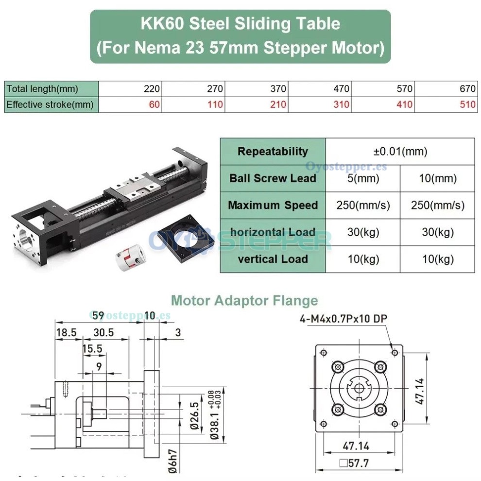 Módulo de Deslizamiento Lineal con Guía de Movimiento para Mesa Deslizante CNC, Compatible con Motores Paso a Paso Nema23/34 y Servomotores 40mm Módulo de Deslizamiento Lineal con Guía de Movimiento para Mesa Deslizante CNC, Compatible con Motores Paso a Paso Nema23/34 y Servomotores 40mm