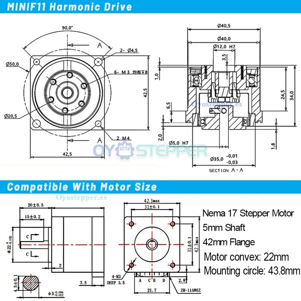 Microreductor Armónico Serie MINIS/MINIF Relación 30/50/100:1 Microreductor Armónico Serie MINIS/MINIF Relación 30/50/100:1