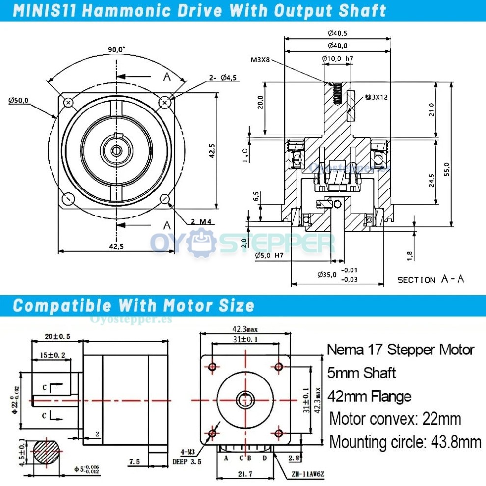 Microreductor Armónico Serie MINIS/MINIF Relación 30/50/100:1 Microreductor Armónico Serie MINIS/MINIF Relación 30/50/100:1