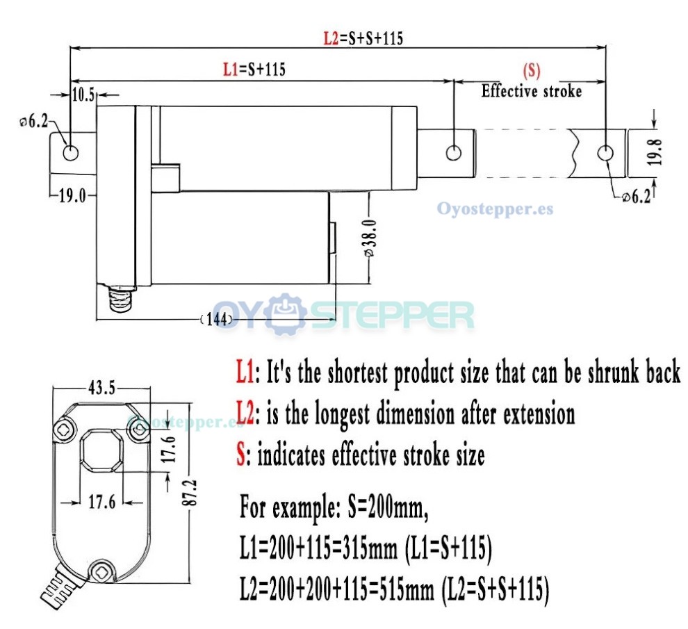 Mini Eléctrico Lineal Actuador 12V/24V 50-1000mm Velocidad 90mm/s Mini Eléctrico Lineal Actuador 12V/24V 50-1000mm Velocidad 90mm/s