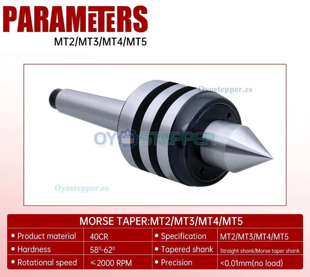 Punto giratorio para contrapunto de torno con cono Morse MT2 MT3 MT4 o MT5