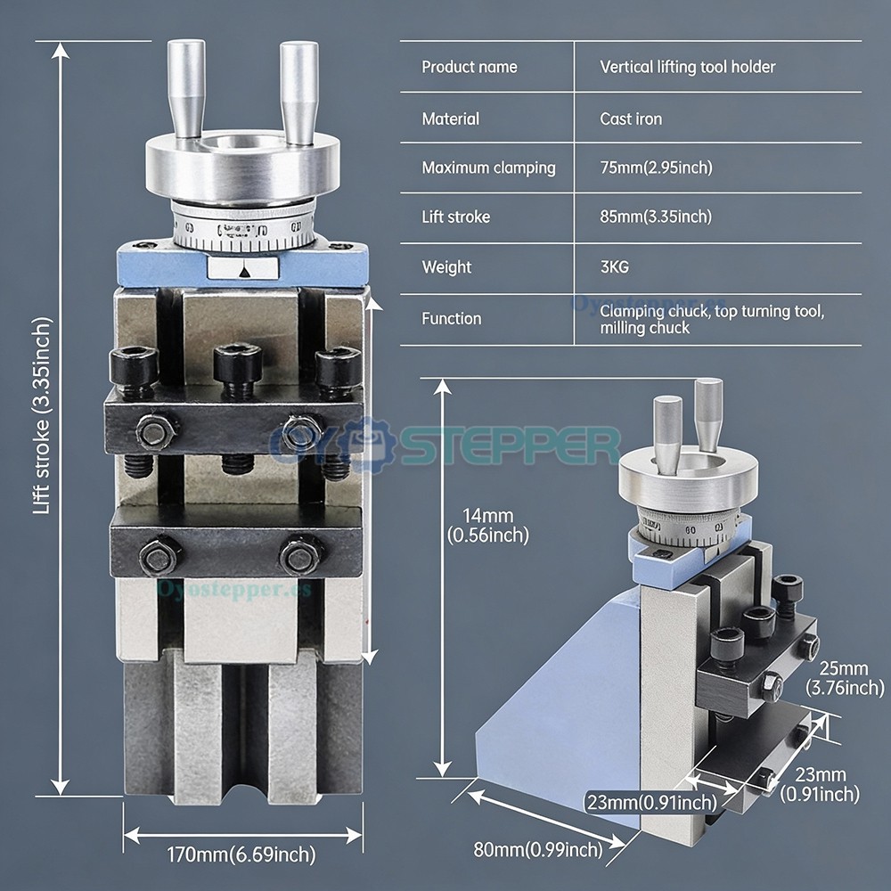 Carro vertical de fresado con portaherramientas para mini torno CD210 WM180V y WM210V