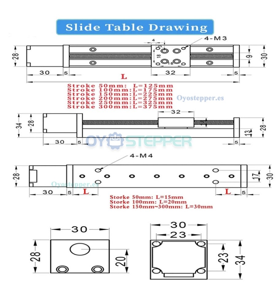 Mesa Deslizante CNC con Husillo Trapezoidal y Etapa Lineal Motorizada con Motor Paso a Paso Nema 11