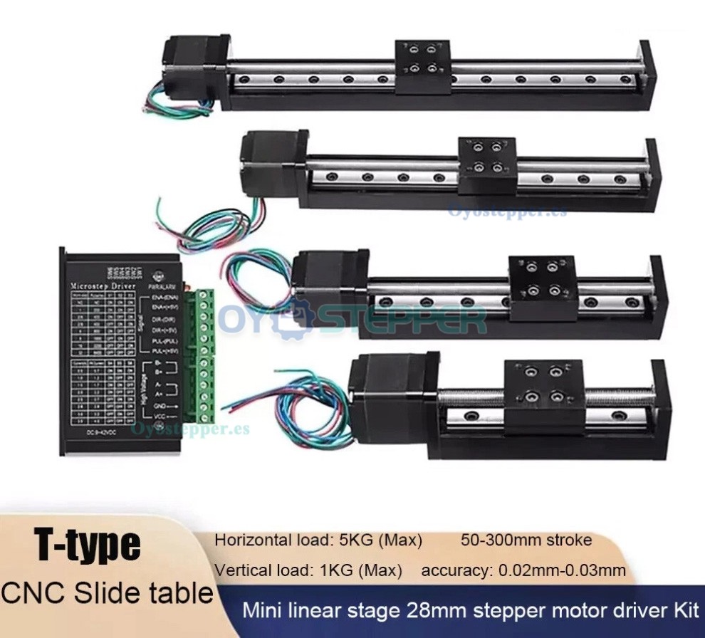Mesa Deslizante CNC con Husillo Trapezoidal y Etapa Lineal Motorizada con Motor Paso a Paso Nema 11