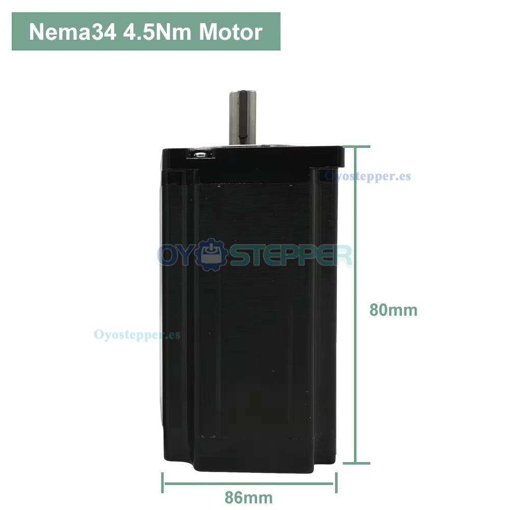 Kit Motor Paso a Paso NEMA 34 + Controlador 4.5/8.5/12Nm 3 Fases 1.8&deg; para Fresadora CNC Mediana