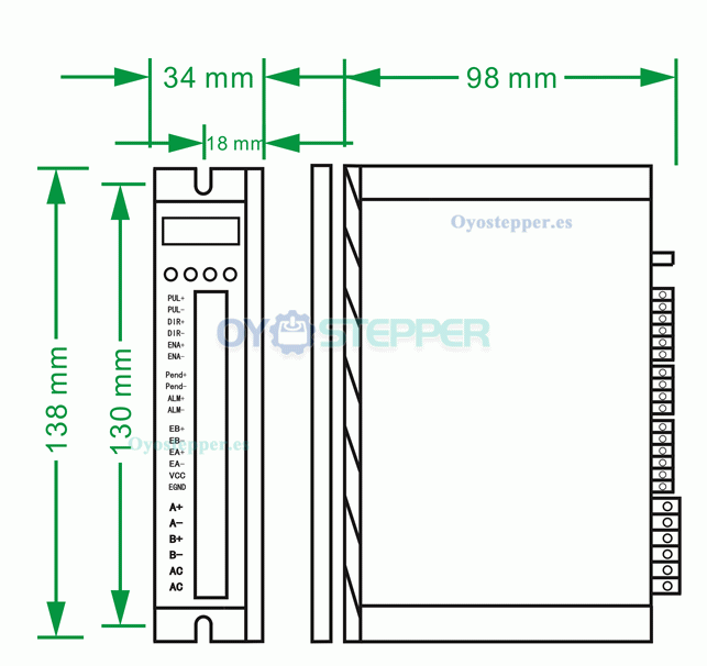 Controlador paso a paso de circuito cerrado 0~6.2A 24~60VDC para motor paso a paso Nema 23, Nema 24