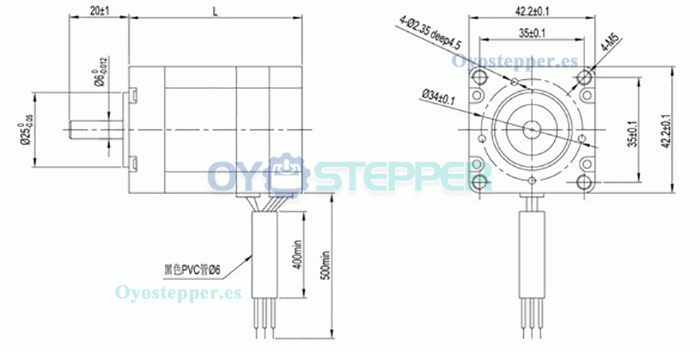 Oukeda Motor BLDC Trifásico 24 V / 48 V 7.5–260 N·cm 4000 RPM Φ42 mm