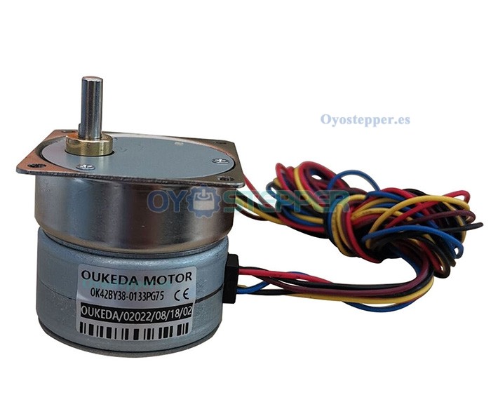 Oukeda Motor Paso a Paso PM con Imán Permanente y Caja Reductora 10:1 / 30:1 / 50:1 / 75:1 / 120:1 7.5° 24 V 4 Fases