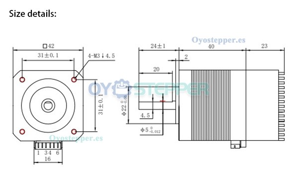 OUKEDA Motor Paso a Paso Integrado Nema 17 con Controlador 1.8° 0.44 N·m 1.68 A 2 Fases 12–40 VDC