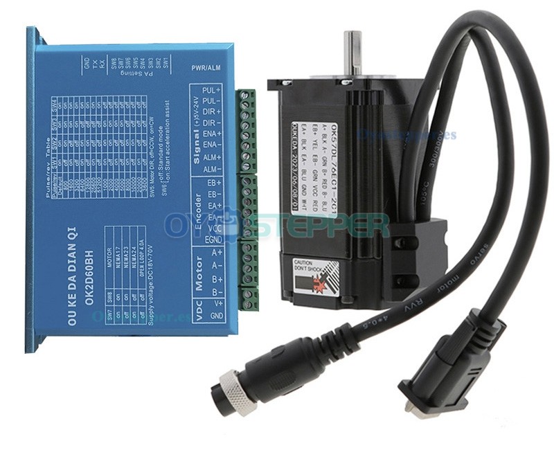 OUKEDA Kit de Motor Paso a Paso Nema 23 en Bucle Cerrado con Encoder + Controlador 2 Fases, 2.0 N·m, 1.8°