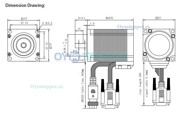 OUKEDA Kit de Motor Paso a Paso Nema 23 en Bucle Cerrado con Encoder + Controlador 2 Fases, 2.0 N·m, 1.8°