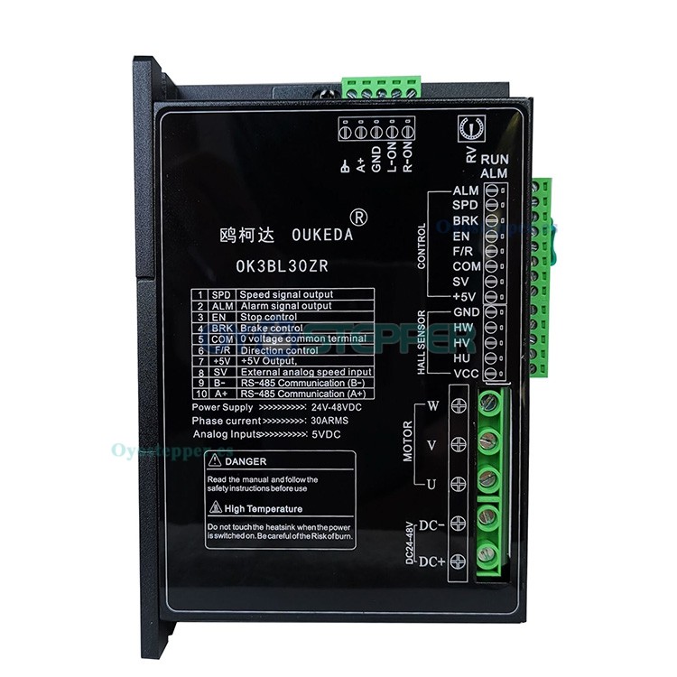 Oukeda Kit de Motor DC sin Escobillas + Controlador 300 W 24 V/48 V 3000 RPM 95.55 N·cm Trifásico
