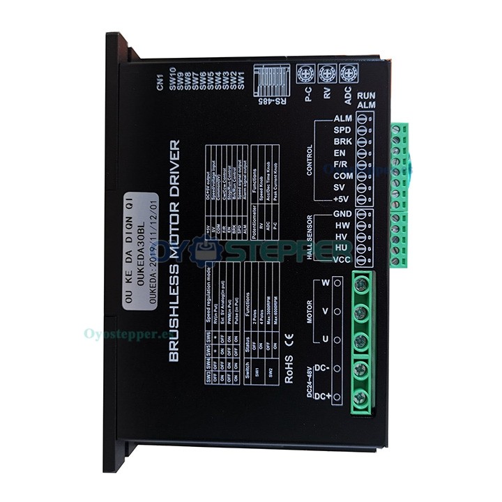 Oukeda Controlador de Motor BLDC 24–48 V 30 A 850 W para Motores Φ60/80/86 mm