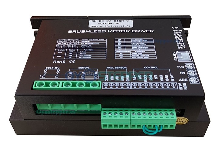 Oukeda Controlador de Motor BLDC 24–48 V 30 A 850 W para Motores Φ60/80/86 mm