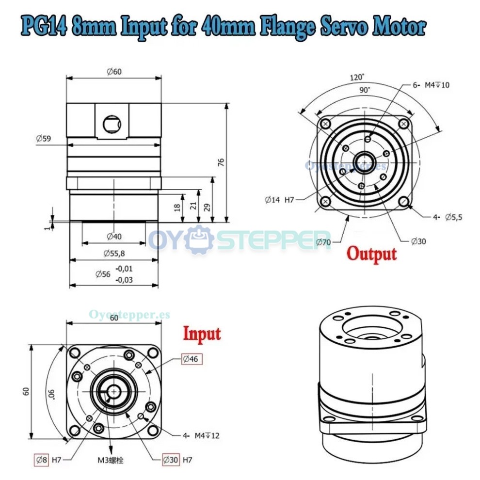 Reductor Arm&oacute;nico Harmonic Drive Serie PG Relaci&oacute;n 50/80/100:1 20 seg-arc