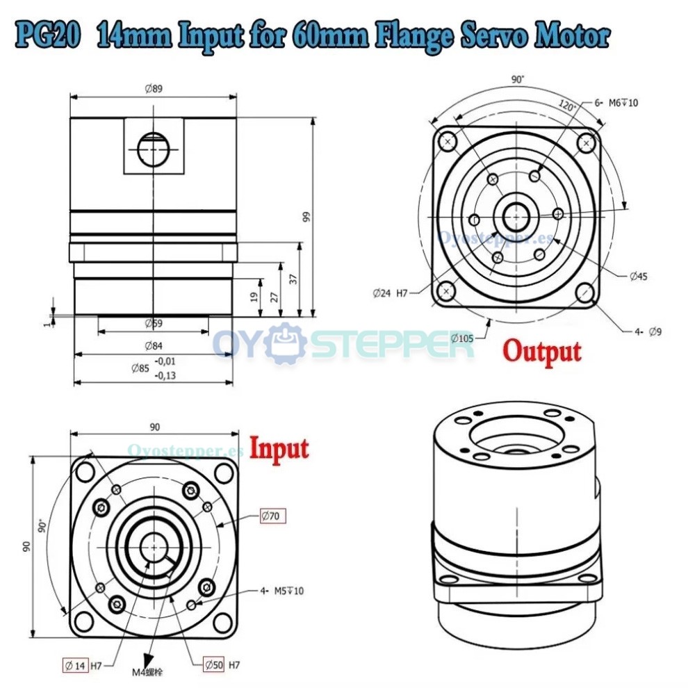 Reductor Arm&oacute;nico Harmonic Drive Serie PG Relaci&oacute;n 50/80/100:1 20 seg-arc