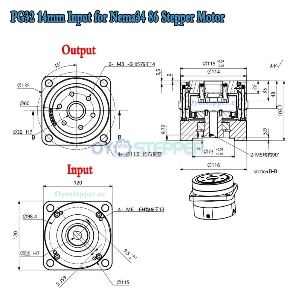 Reductor Arm&oacute;nico Harmonic Drive Serie PG Relaci&oacute;n 50/80/100:1 20 seg-arc