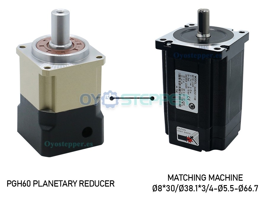 Reductor de Velocidad Planetario con Engranaje Helicoidal para Motor Servo Nema 23, Nema 24 – Eje de 14 mm