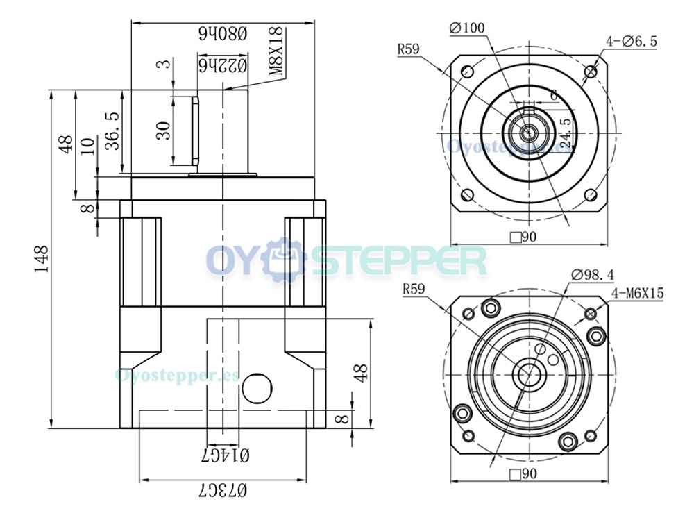 Reductor Planetario Helicoidal para Motor Paso a Paso Nema 34 o Motor Servo de 80 mm a 130 mm