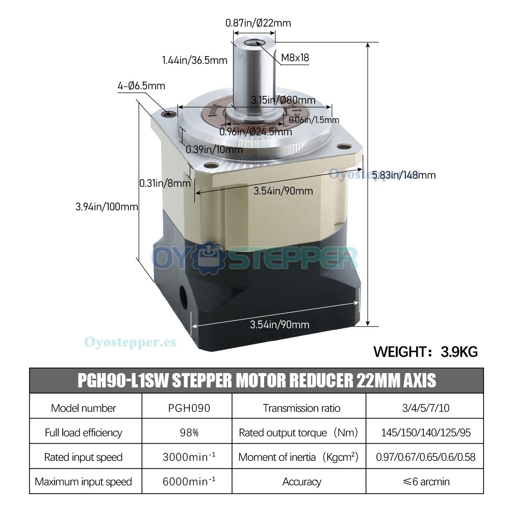 Reductor Planetario Helicoidal para Motor Paso a Paso Nema 34 o Motor Servo de 80 mm a 130 mm