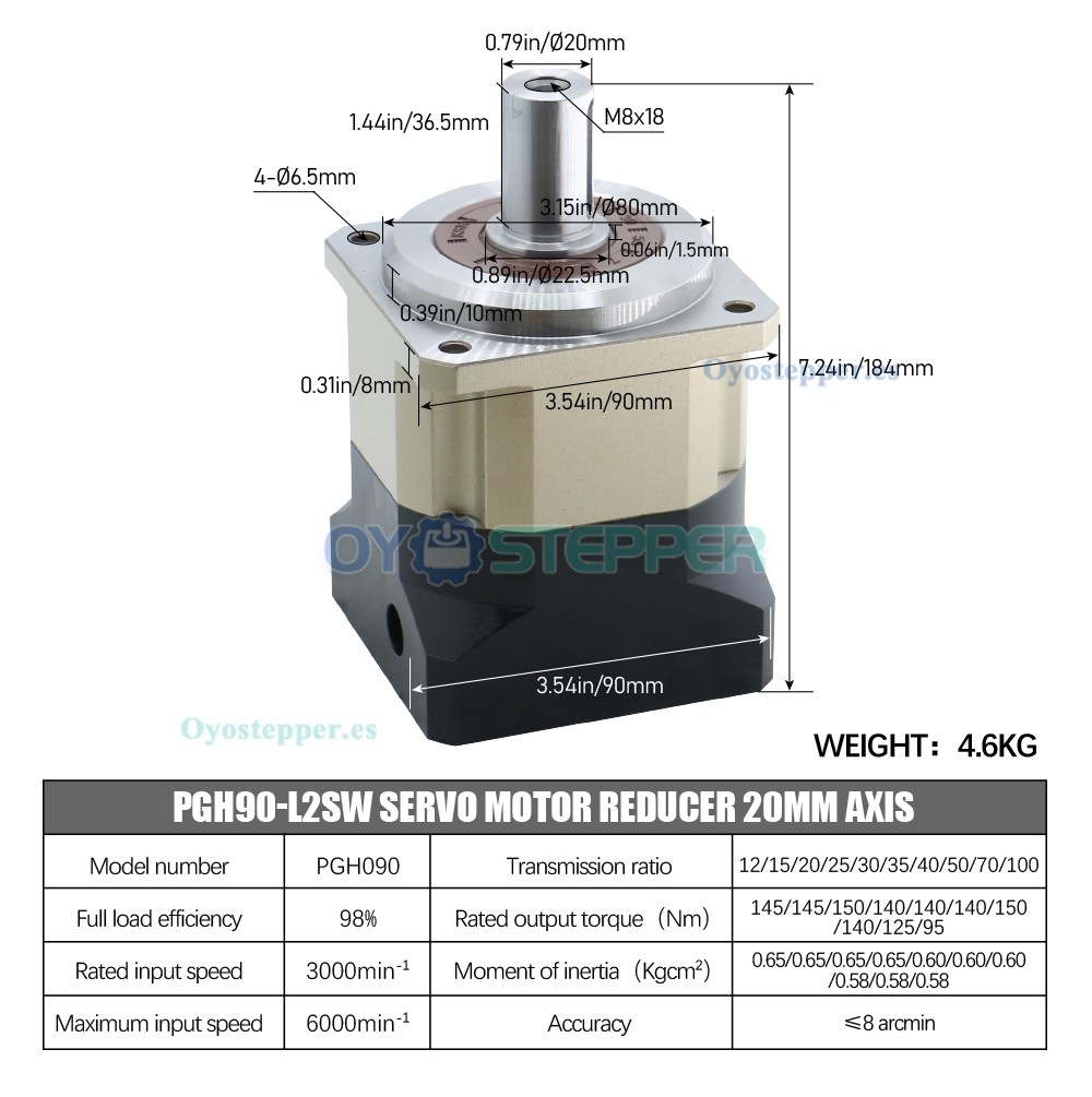 Reductor Planetario de Engranaje Helicoidal para Motor Paso a Paso Nema 34 o Servo de 80–90 mm