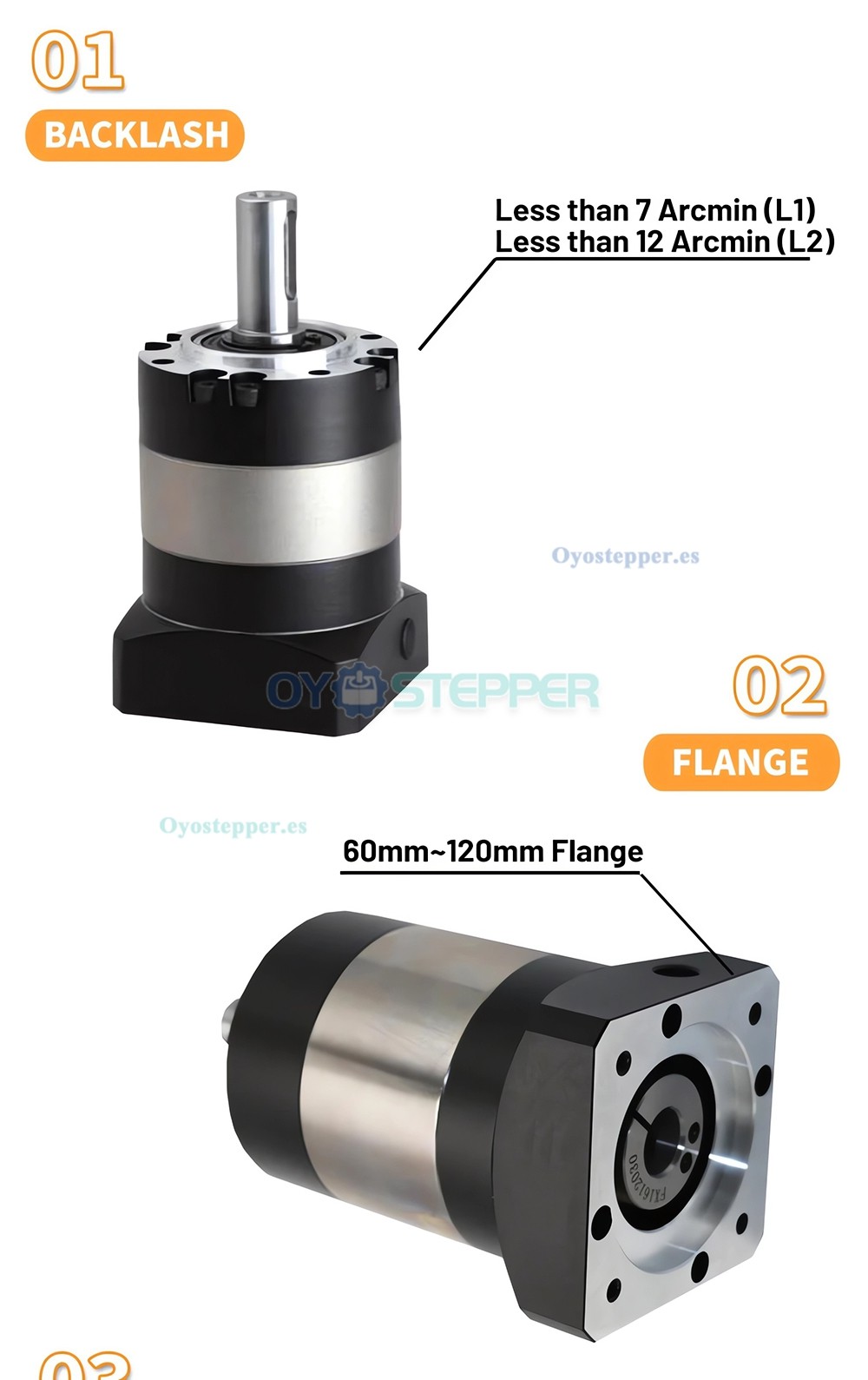 PLE042 Reductor Planetario Redondo para Motor Paso a Paso NEMA17 42mm / Servomotor 40mm 50W 100W