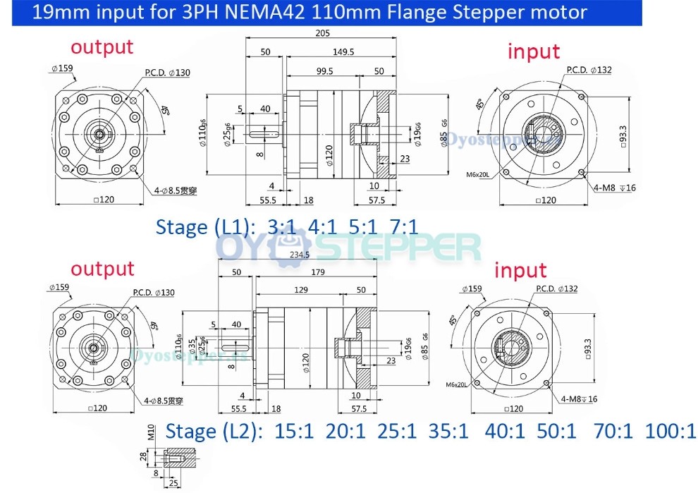 DLF Serie Reductor Planetario con Kit Motor Integrado NEMA23 2Nm, Salida 14mm