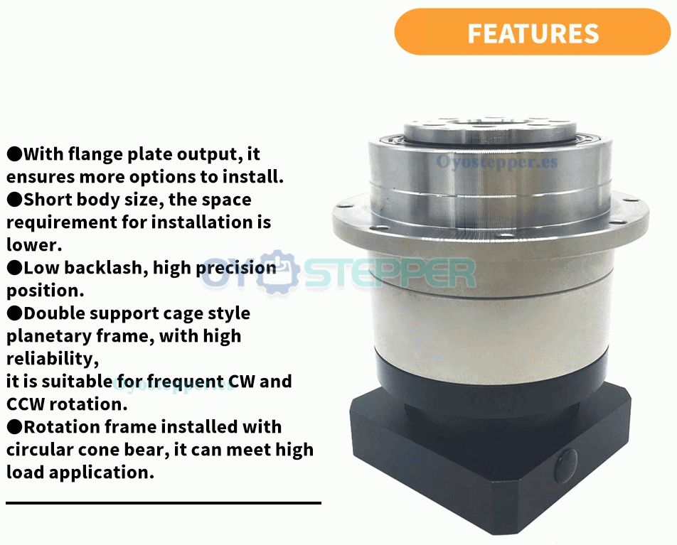 Caja Reductora Planetaria con Engranaje Helicoidal para Motor Paso a Paso Nema 23 o Servo de 60 mm