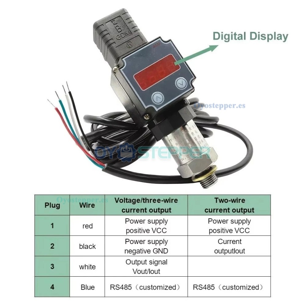 Sensor de Presi&oacute;n Hidr&aacute;ulica Industrial PT-719 IP65, Transductor 0-10V 4-20mA para Transmisi&oacute;n de Se&ntilde;al