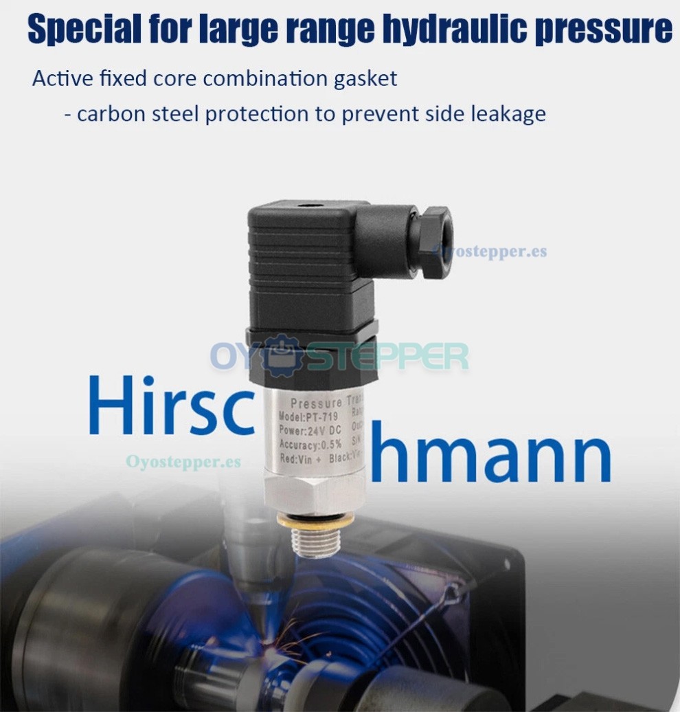 Sensor de Presi&oacute;n Hidr&aacute;ulica Industrial PT-719 IP65, Transductor 0-10V 4-20mA para Transmisi&oacute;n de Se&ntilde;al