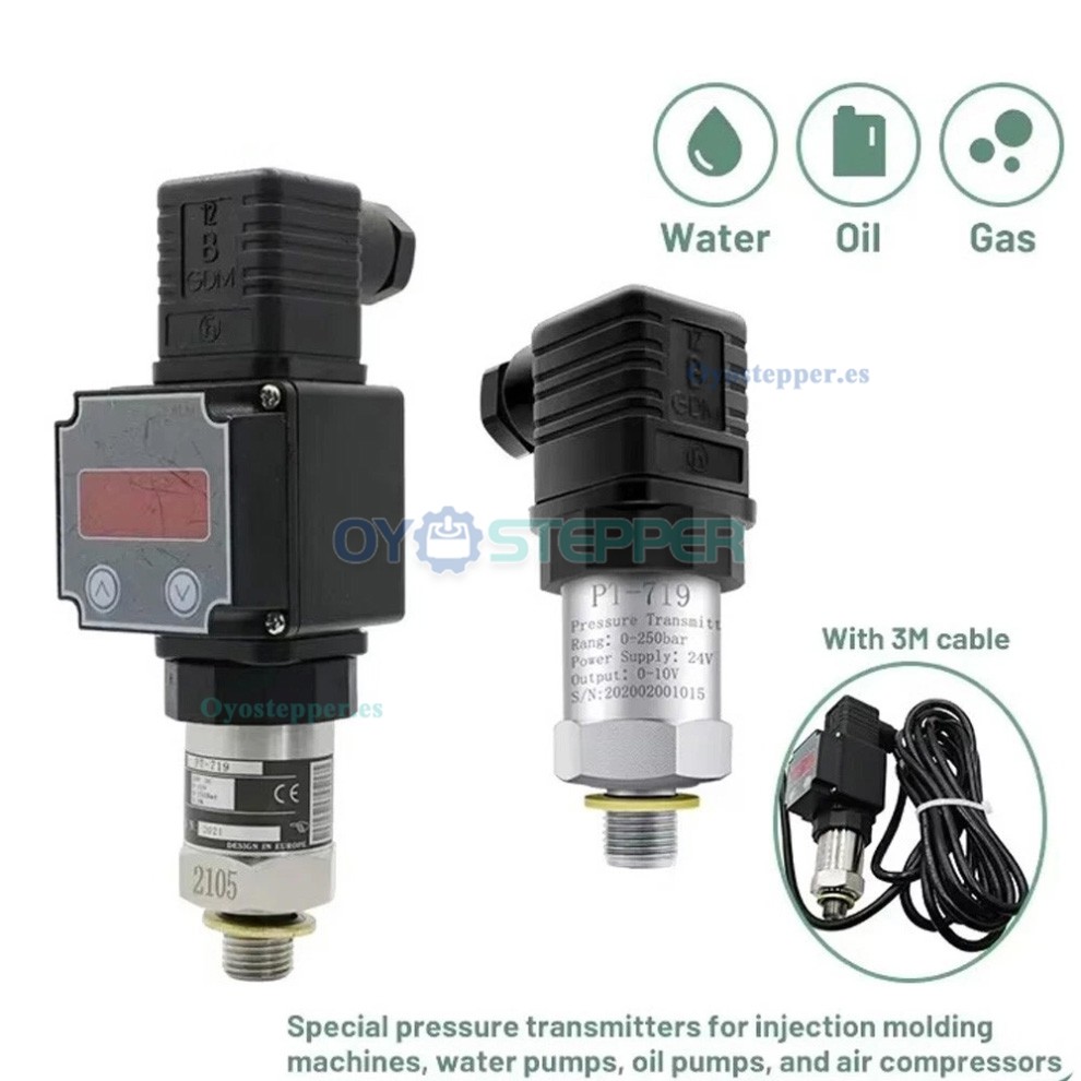 Sensor de Presi&oacute;n Hidr&aacute;ulica Industrial PT-719 IP65, Transductor 0-10V 4-20mA para Transmisi&oacute;n de Se&ntilde;al
